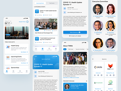 Medical Association App android app app design app ui ux blue app event app event management ios app medical app mobile app organization app sponsors team screen weather widget