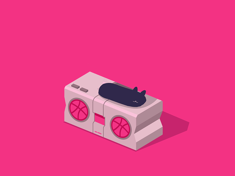 Hello Dribbble by WeeDesign ae animation boombox cat debut dribbble gif hello hiphop illustration motion design shot