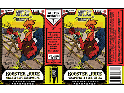Rooster Juice Beer beer beer label chicken illustration rooster