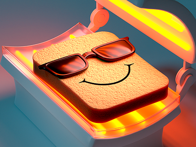 Sunbed Tanning Toast 3d illustration 3d visualization blender3d illustration sunbed toast