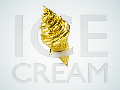 The golden icecream 3d illustration 3d visualization art direction blender3d golden icecream illustration