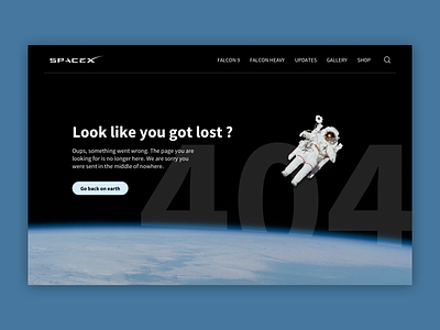 Space X - 404 Error page - Daily Ui