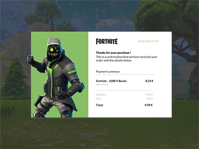 Email Receipt - Daily Ui - Fortnite Concept daily 100 dailyui design design trends dribbble email email receipt epic games flat fortnite price receipt ui ux video games web website