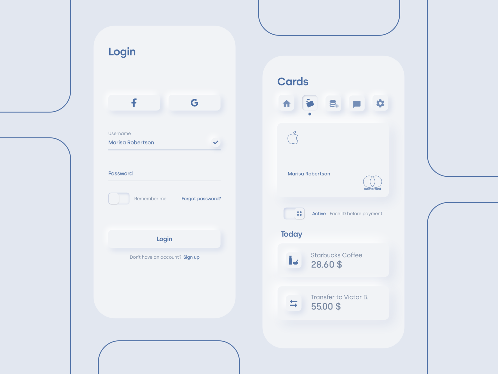 Bank App - Neomorphism New Skeuomorphism by Mathis Freudenberger on ...