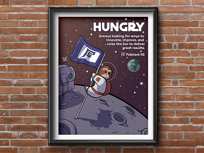 Fullstack HQ 6H Core Value 1/6 : Hungry 😋 illustration poster poster art startup branding startup marketing typogaphy wall art