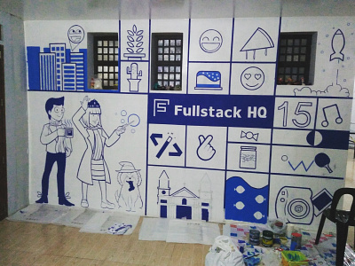 Fullstack HQ Office Mural (WIP) art illustration mural office design painting wall art