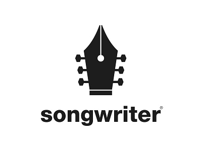 Song Writer app branding dual meaning guitar icon learn logo logodesign logodesigns logos music note pen pencil school simple song songwriter ui writer