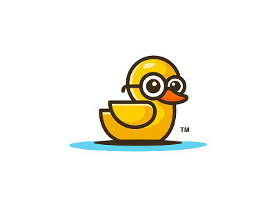 BathroomDuck animal app bathroom cartoon character child cute duck glasses icon illustration kid little logo logo design logos playful quack simple vector