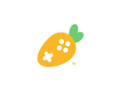 Carrot Game app branding carrot cute dual meaning fruit game game pad icon leaf logo logos simple stick ui ux vegetable