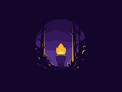 Torch branding dark florest icon illustration lamp light logo logos night simple torch