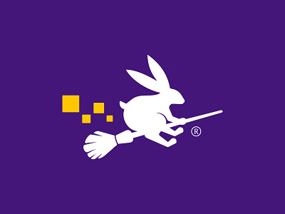 Rabbit Witch Tech branding bunny design icon illustration logo logo design logos magic playful rabbit simple ui wand witch wizard
