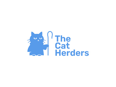 The Cat Herders Logo branding cat design icon illustration logo logodesign magic meow shepherd simple stick ui wizard