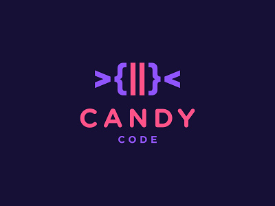 Candy Code Logo app branding candy code coding design food icon logo logos lollipop pink programer simple sweet tasty vector