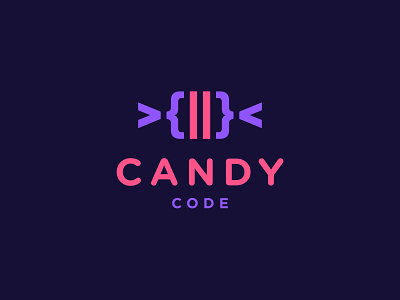 Candy Code Logo app branding candy code coding design food icon logo logos lollipop pink programer simple sweet tasty vector