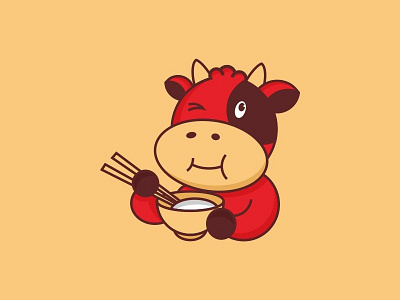 EAT COW ILLUSTRATION animal animals character cow cow logo cute design eat eat cow farm icon illustration japan japanese logo logodesign logodesigns restaurant rice stick
