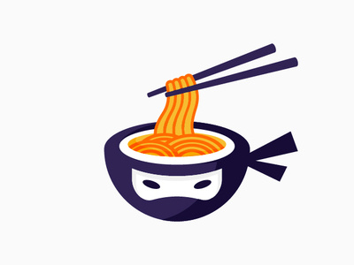 Ninja Ramen Logo Design Version #01 character cute food and drink hero icon illustration japan japanese logo logodesign logodesigns logos ninja ninjas noodle noodles ramen restaurant ronin samurai