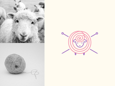 SHEEP KNITTING LOGO DESIGN animal beauty cute fabric fashion feminine fiber girly goat knit knitting line logo logodesigns monoline sew sewing sheep stitch yarn