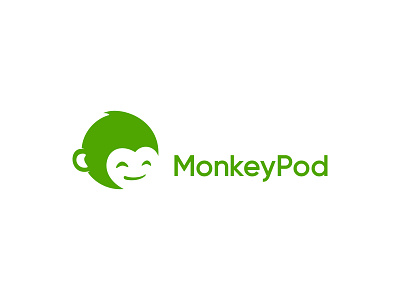 The Complate Logo for MonkeyPod animal branding character cute design green icon logo logodesign logodesigns logos monkey pod simple vector