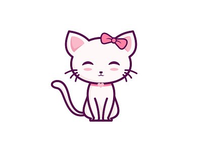 Cute Cat adorable animal cat character cute cute animal design girly illustration kitty logo logodesign logodesigns logos pet sweet vector