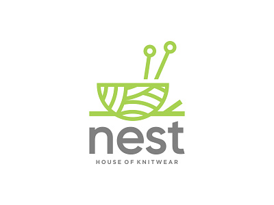 Nest - House of Knitwear branding design icon knit knitting knitwear logo logodesign logodesigns logos needle nest sewing simple vector wool yarn