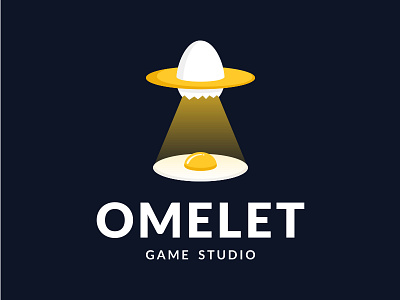 Omelet Game Studio alien app breakfast character chicken design egg food game icon illustration logo logodesign logodesigns logos playful simple space ufo yolk