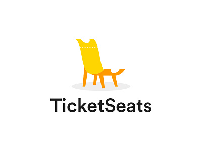 TicketSeat app chair coupon dual meaning event festival icon illustration logo logodesign logodesigns logos orange playful seat simple ticker unique logo yellow