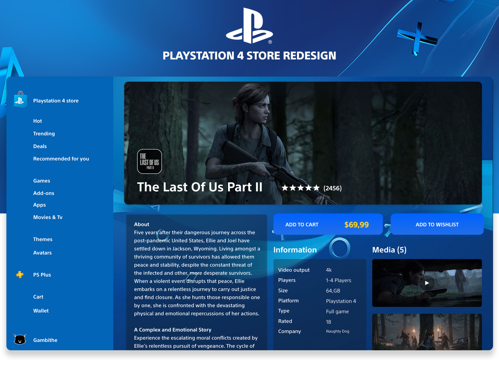 Playstation 4 Store Redesign Made for controller by Milan Donsu on
