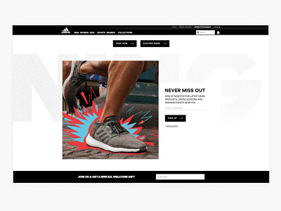 ADIDAS - PUREBOOST RUNNING LANDING PAGE - PART 4/4 adidas black branding button design football form header illustration landing page logo newsletter paragraph running shoes soccer sport ui ui ux ux