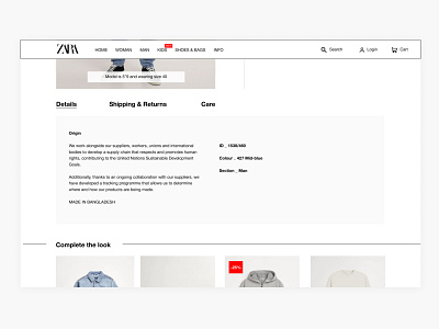 ZARA REDESIGN - PRODUCT PAGE DESCRIPTION - PART 7/8 brand branding clothes clothing description e commerce ecommerce fashion product page shopping ui ui ux ux webshop zara zara store