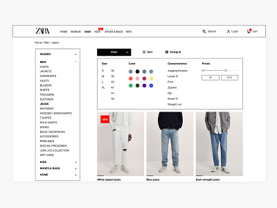 ZARA REDESIGN - COLLECTION PAGE FILTER- PART 5/8 collection page ecommerce fashion filter filter menu filter options filter products liyfestyle navigation product list product tiles sort ui ui ux ux viewgrid webshop webstore zara