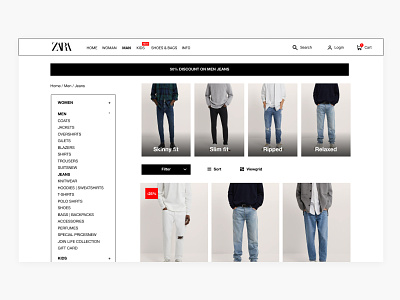 ZARA REDESIGN - COLLECTION PAGE FILTER- PART 4/8 add to cart branding clothes clothing collection page ecommerce fashion filter filter menu navigation photo grid product list quick add top bar ui ui ux ux webshop zara