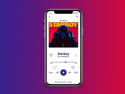 Music Player | Starboy The Weeknd | iPhone X application clean clean app daily ui dailyui minimalistic music album music app music app ui music player music player app music player ui player purple starboy the weekend ui ui ux ux white