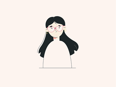 Old. character design draw flat girl glasses illustration illustrator pastel pink