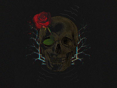 Skull Rose dead design glitch gold illustration rose skull skull art