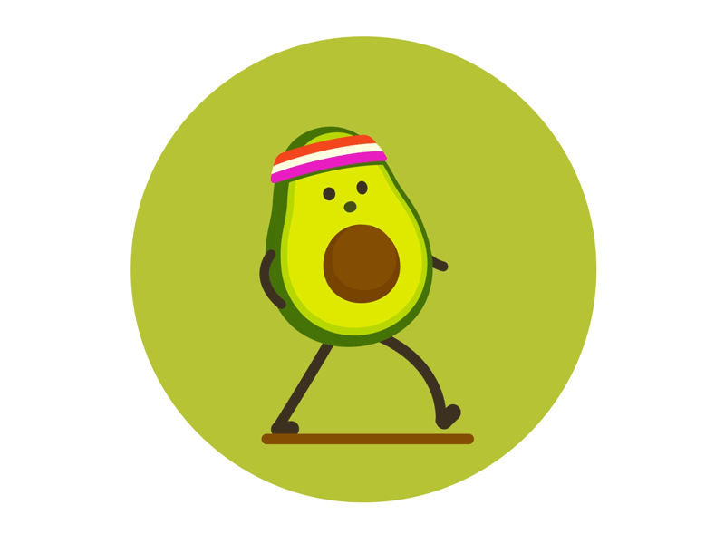 Sportive Avocado animated character animation avocado illustration sport vector walk walkcycle