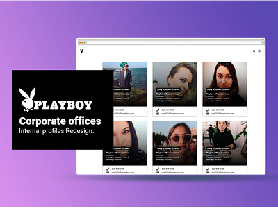 PLAYBOY | Corporate offices Internal profiles Redesign. app card design cards ui corporate corporate design crm crm portal crm software design playboy profile profile card profile design profile page ui ui design uidesign user experience ux web