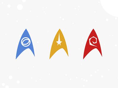 Science, Command, and Engineering badges kirk scotty spock star trek tos