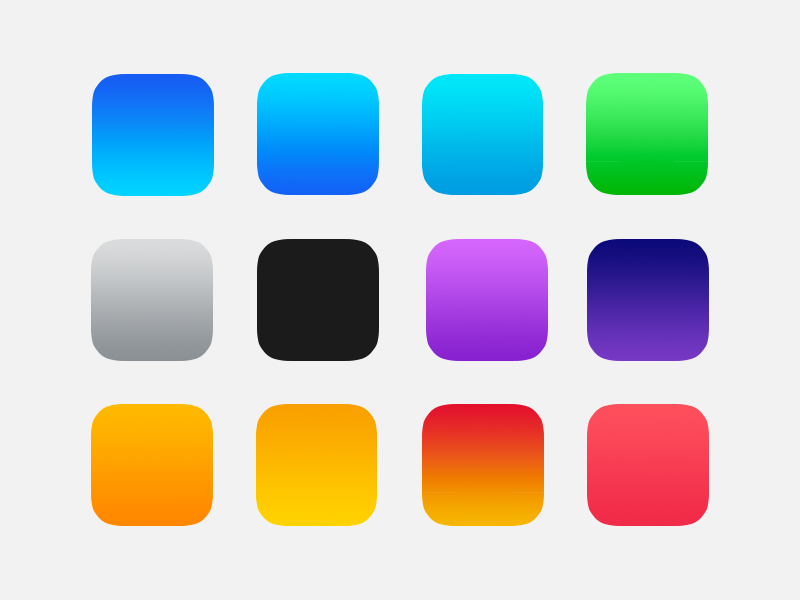 Gradients of iOS freebie - name that app ios9 ios icons apps gradients
