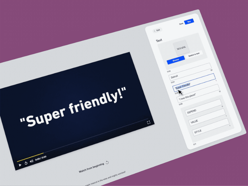 Waymark Editor 2.0 — Change Text ux ui video marketing video video app video creation video editing app