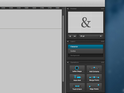 Preview, Layers and Operations app character creation fontforge fonts layers preview tools