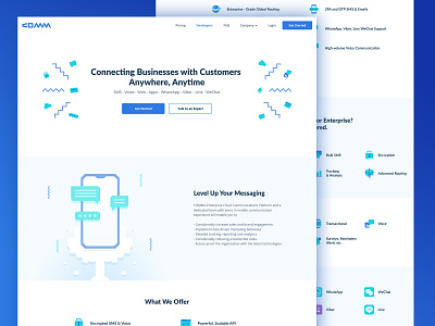 COMM - Cloud Communications blue brand business cloud cloud app cloud computing communicate communication connect connection design enterprise green icons illustration landing page manage network startup wires