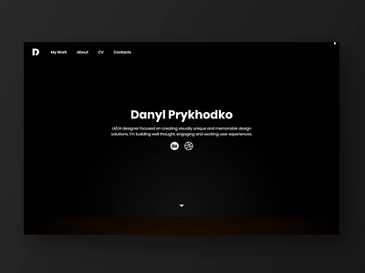 danylpo.com - personal website black colors cv dark design designer gradient logo one page personal portfolio resume ui ux video web design website work