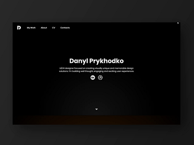 danylpo.com - personal website black colors cv dark design designer gradient logo one page personal portfolio resume ui ux video web design website work
