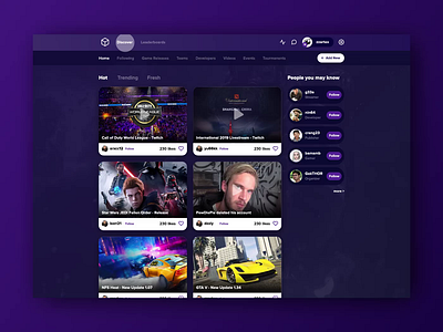 Social platform for gamers - Concept animation branding color design gamers gaming landing page motion motion design platform product purple social ui uidesign video violet web design