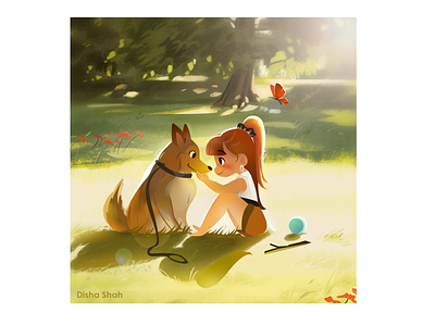 Dog & Girl childrens illustration design dogs illustration storyboarding