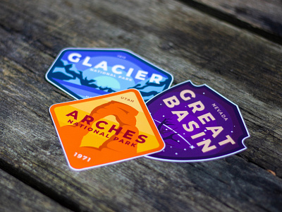 USA National Parks Badges america arches badge badge design badge logo badges glacier great basin illustration logo logo design national parks outdoor outdoors sticker usa