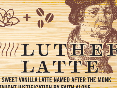 Luther Latte coffe shop menu design wood