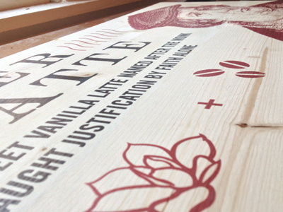 Luther Latte menu print wood