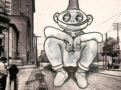 Boy Sitting In The City illustration ink omg its a giant photography