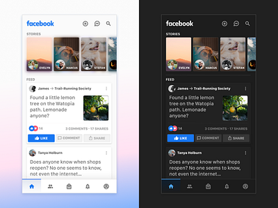 Facebook app redesign material